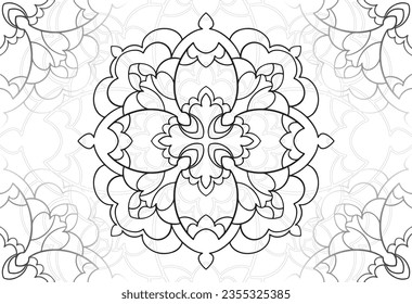 mandala decorative element ornamental composition ornament freehand drawing pattern print line design postcard background medallion outline decoration gothic style snowflake packaging decoration
