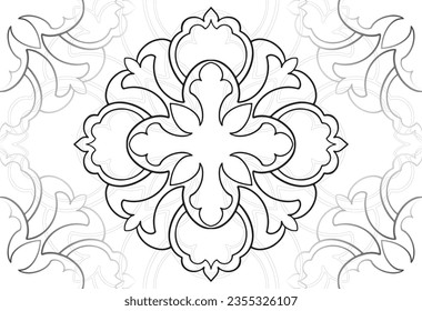 mandala decorative element ornamental composition ornament freehand drawing pattern print line design postcard background medallion outline decoration gothic style snowflake packaging decoration
