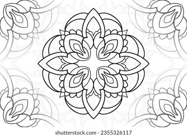mandala decorative element ornamental composition ornament freehand drawing pattern print line design postcard background medallion outline decoration gothic style snowflake packaging decoration