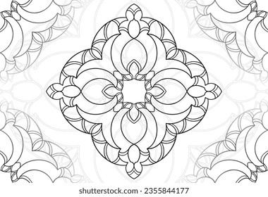 mandala decorative element ornamental composition ornament freehand drawing pattern print line design postcard background medallion outline decoration gothic style snowflake packaging decoration