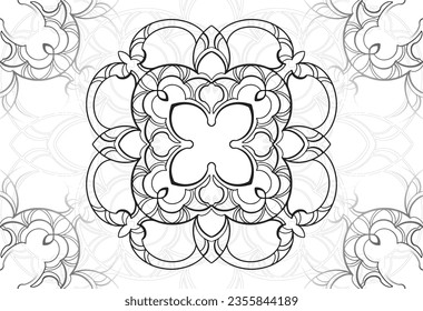 mandala decorative element ornamental composition ornament freehand drawing pattern print line design postcard background medallion outline decoration gothic style snowflake packaging decoration