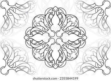 mandala decorative element ornamental composition ornament freehand drawing pattern print line design postcard background medallion outline decoration gothic style snowflake packaging decoration