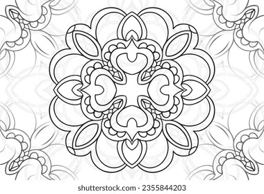 mandala decorative element ornamental composition ornament freehand drawing pattern print line design postcard background medallion outline decoration gothic style snowflake packaging decoration