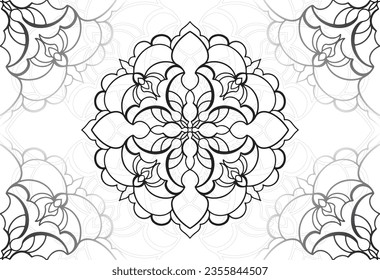 mandala decorative element ornamental composition ornament freehand drawing pattern print line design postcard background medallion outline decoration gothic style snowflake packaging decoration
