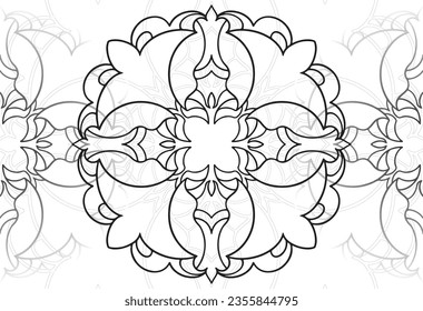 mandala decorative element ornamental composition ornament freehand drawing pattern print line design postcard background medallion outline decoration gothic style snowflake packaging decoration