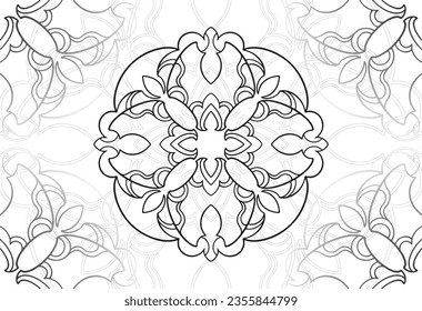 Mandala dekorative Elemente Zierkomposition Freehe und Zeichnung Muster Print-Linie Design Postkarte Hintergrund Medaillon Umriss Dekoration Gotik Schneeflocken Verpackung Dekoration