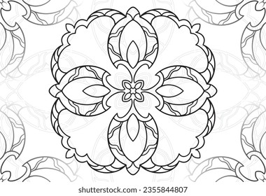 mandala decorative element ornamental composition ornament freehand drawing pattern print line design postcard background medallion outline decoration gothic style snowflake packaging decoration