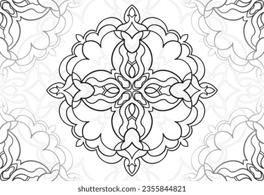 mandala decorative element ornamental composition ornament freehand drawing pattern print line design postcard background medallion outline decoration gothic style snowflake packaging decoration