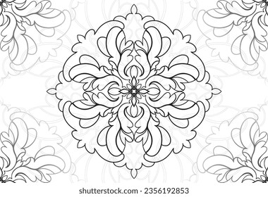 mandala decorative element ornamental composition ornament freehand drawing pattern print line design postcard background medallion outline decoration gothic style snowflake packaging decoration