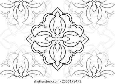 mandala decorative element ornamental composition ornament freehand drawing pattern print line design postcard background medallion outline decoration gothic style snowflake packaging decoration