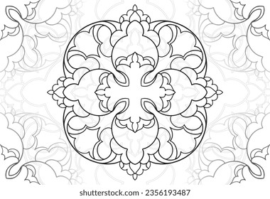 mandala decorative element ornamental composition ornament freehand drawing pattern print line design postcard background medallion outline decoration gothic style snowflake packaging decoration