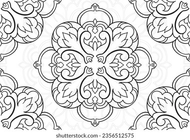 mandala elemento decorativo composición ornamental ornamento patrón de dibujo a mano alzada línea de impresión postales fondo medallón decoración estilo gótico nevado decoración de empaque