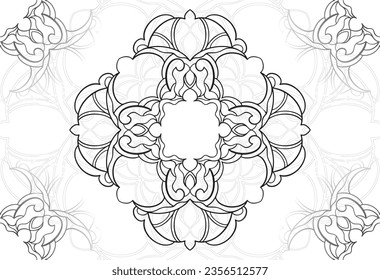 mandala elemento decorativo composición ornamental ornamento patrón de dibujo a mano alzada línea de impresión postales fondo medallón decoración estilo gótico nevado decoración de empaque