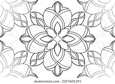 mandala decorative element ornamental composition ornament freehand drawing pattern print line design postcard background medallion outline decoration gothic style snowflake packaging decoration