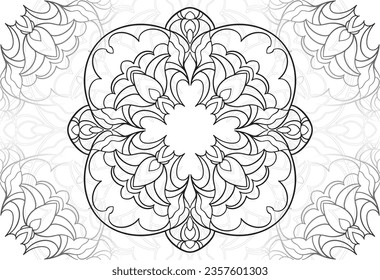 Mandala dekorative Elemente Zierkomposition Freehe und Zeichnung Muster Print-Linie Design Postkarte Hintergrund Medaillon Umriss Dekoration Gotik Schneeflocken Verpackung Dekoration
