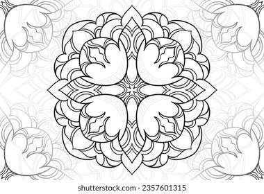 mandala decorative element ornamental composition ornament freehand drawing pattern print line design postcard background medallion outline decoration gothic style snowflake packaging decoration