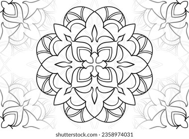 mandala decorative element ornamental composition ornament freehand drawing pattern print line design postcard background medallion outline decoration gothic style snowflake packaging decoration