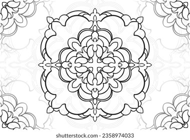 mandala decorative element ornamental composition ornament freehand drawing pattern print line design postcard background medallion outline decoration gothic style snowflake packaging decoration
