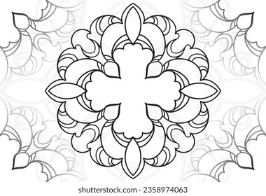 mandala decorative element ornamental composition ornament freehand drawing pattern print line design postcard background medallion outline decoration gothic style snowflake packaging decoration