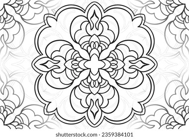 mandala decorative element ornamental composition ornament freehand drawing pattern print line design postcard background medallion outline decoration gothic style snowflake packaging decoration