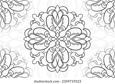 mandala decorative element ornamental composition ornament freehand drawing pattern print line design postcard background medallion outline decoration gothic style snowflake packaging decoration