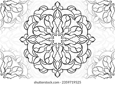 mandala decorative element ornamental composition ornament freehand drawing pattern print line design postcard background medallion outline decoration gothic style snowflake packaging decoration