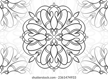 mandala decorative element ornamental composition ornament freehand drawing pattern print line design postcard background medallion outline decoration gothic style snowflake packaging decoration