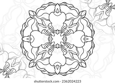 mandala decorative element ornamental composition ornament freehand drawing pattern print line design postcard background medallion outline decoration gothic style snowflake packaging decoration