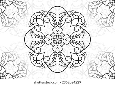 mandala decorative element ornamental composition ornament freehand drawing pattern print line design postcard background medallion outline decoration gothic style snowflake packaging decoration