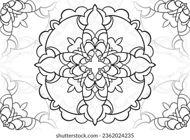 mandala decorative element ornamental composition ornament freehand drawing pattern print line design postcard background medallion outline decoration gothic style snowflake packaging decoration