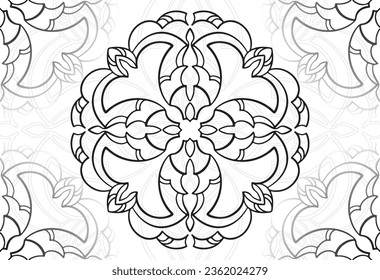 mandala decorative element ornamental composition ornament freehand drawing pattern print line design postcard background medallion outline decoration gothic style snowflake packaging decoration