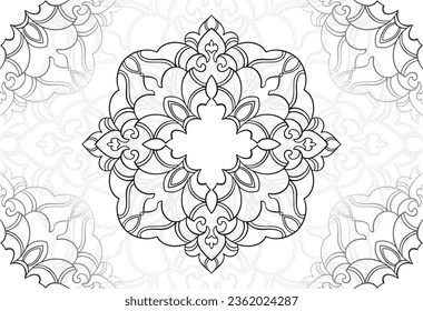 mandala decorative element ornamental composition ornament freehand drawing pattern print line design postcard background medallion outline decoration gothic style snowflake packaging decoration