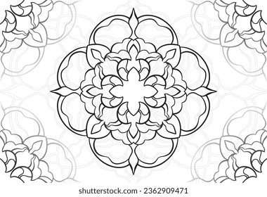 Mandala dekorative Elemente Zierkomposition Freehe und Zeichnung Muster Print-Linie Design Postkarte Hintergrund Medaillon Umriss Dekoration Gotik Schneeflocken Verpackung Dekoration