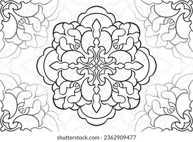 mandala decorative element ornamental composition ornament freehand drawing pattern print line design postcard background medallion outline decoration gothic style snowflake packaging decoration
