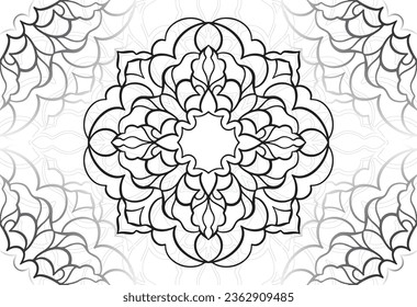 mandala decorative element ornamental composition ornament freehand drawing pattern print line design postcard background medallion outline decoration gothic style snowflake packaging decoration