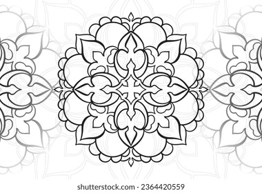 mandala decorative element ornamental composition ornament freehand drawing pattern print line design postcard background medallion outline decoration gothic style snowflake packaging decoration