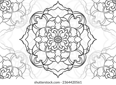 mandala decorative element ornamental composition ornament freehand drawing pattern print line design postcard background medallion outline decoration gothic style snowflake packaging decoration