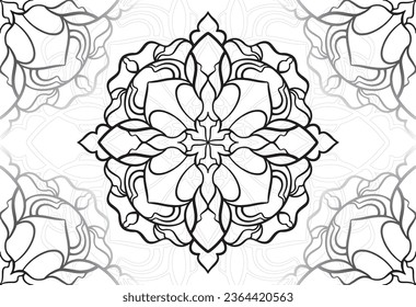 mandala elemento decorativo composición ornamental ornamento patrón de dibujo a mano alzada línea de impresión postales fondo medallón decoración estilo gótico nevado decoración de empaque