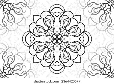 mandala elemento decorativo composición ornamental ornamento patrón de dibujo a mano alzada línea de impresión postales fondo medallón decoración estilo gótico nevado decoración de empaque