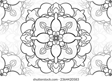 mandala decorative element ornamental composition ornament freehand drawing pattern print line design postcard background medallion outline decoration gothic style snowflake packaging decoration