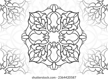 mandala decorative element ornamental composition ornament freehand drawing pattern print line design postcard background medallion outline decoration gothic style snowflake packaging decoration