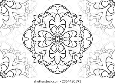 mandala decorative element ornamental composition ornament freehand drawing pattern print line design postcard background medallion outline decoration gothic style snowflake packaging decoration