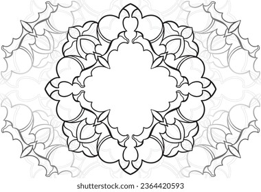 mandala decorative element ornamental composition ornament freehand drawing pattern print line design postcard background medallion outline decoration gothic style snowflake packaging decoration