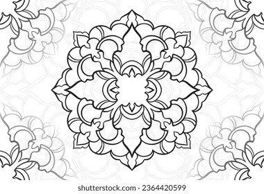 mandala decorative element ornamental composition ornament freehand drawing pattern print line design postcard background medallion outline decoration gothic style snowflake packaging decoration