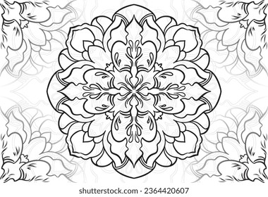 mandala elemento decorativo composición ornamental ornamento patrón de dibujo a mano alzada línea de impresión postales fondo medallón decoración estilo gótico nevado decoración de empaque