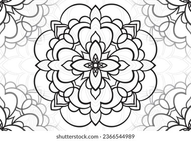 mandala decorative element ornamental composition ornament freehand drawing pattern print line design postcard background medallion outline decoration gothic style snowflake packaging decoration