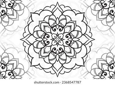 Mandala dekorative Elemente Zierkomposition Freehe und Zeichnung Muster Print-Linie Design Postkarte Hintergrund Medaillon Umriss Dekoration Gotik Schneeflocken Verpackung Dekoration