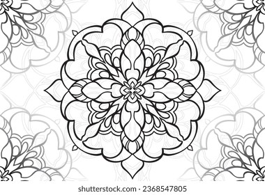 mandala elemento decorativo composición ornamental ornamento patrón de dibujo a mano alzada línea de impresión postales fondo medallón decoración estilo gótico nevado decoración de empaque