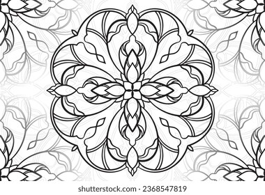 mandala decorative element ornamental composition ornament freehand drawing pattern print line design postcard background medallion outline decoration gothic style snowflake packaging decoration