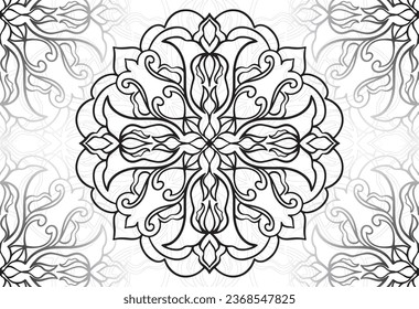 mandala elemento decorativo composición ornamental ornamento patrón de dibujo a mano alzada línea de impresión postales fondo medallón decoración estilo gótico nevado decoración de empaque